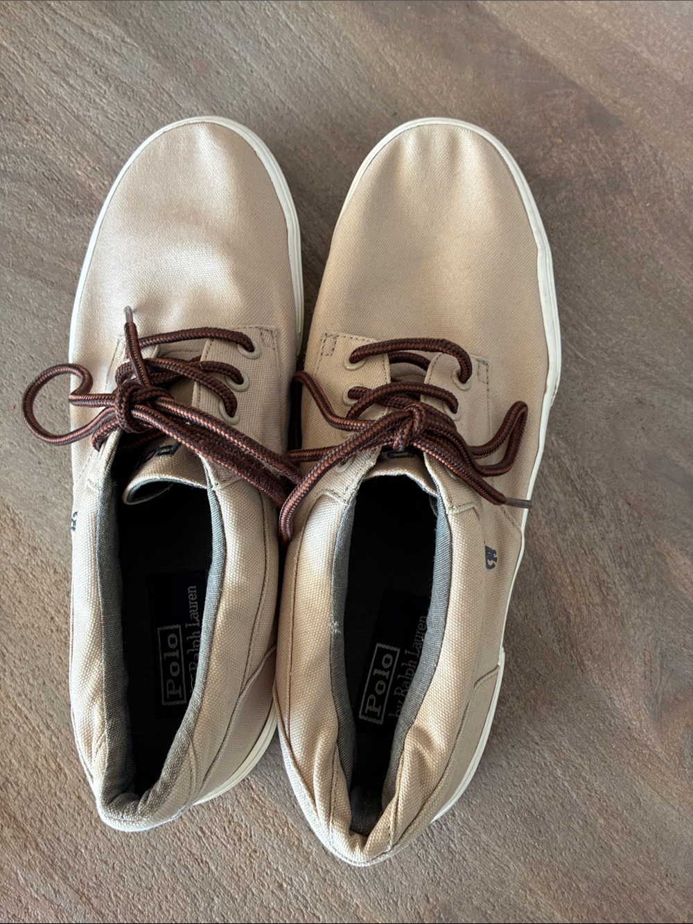 Polo by Ralph Lauren Beige men’s Canvas Sneakers with Brown Laces